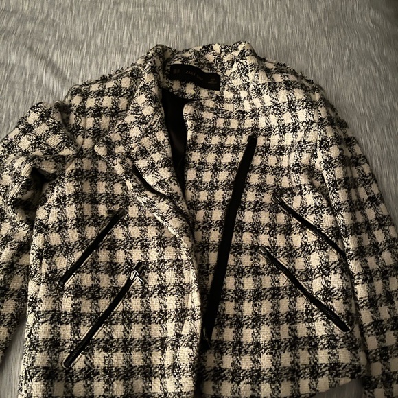 Zara tweed black and white jacket blazer size xs - Picture 2 of 4